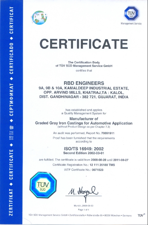 Quality Assurance Certificate